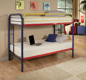 Homeroots 78" X 41" X 60" Twin Over Twin Rainbow Metal Tube Bunk Bed Rainbow Metal 285200