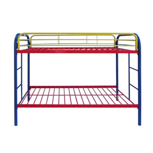 HomeRoots Blue Twin Metal Bunk Bed - Fun, Colorful Space-Saving Design with Safety Features for Kids' Rooms 285200