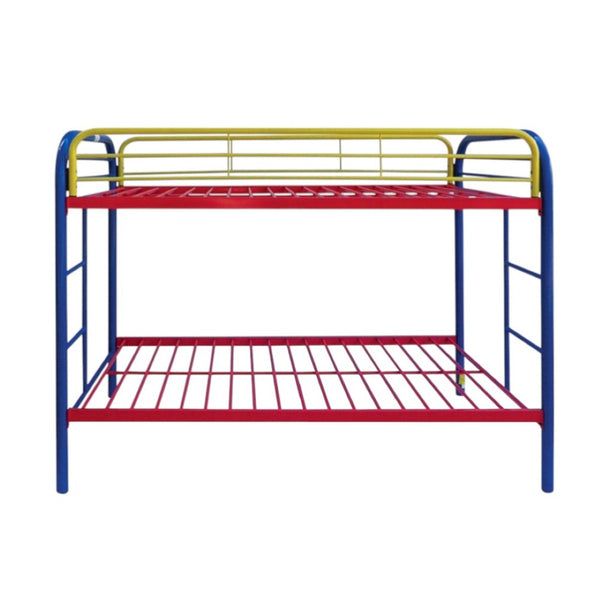 HomeRoots Blue Twin Metal Bunk Bed - Fun, Colorful Space-Saving Design with Safety Features for Kids' Rooms 285200