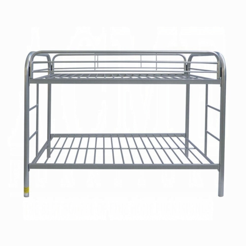 HomeRoots Gray Twin-Over-Twin Metal Bunk Bed with Safety Guardrails, Ideal for Kids’ Rooms, Space-Saving Design 285201