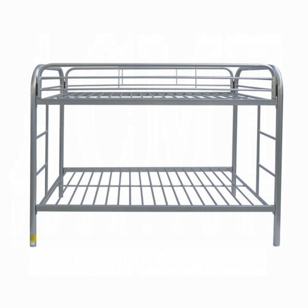 HomeRoots Gray Twin-Over-Twin Metal Bunk Bed with Safety Guardrails, Ideal for Kids’ Rooms, Space-Saving Design 285201
