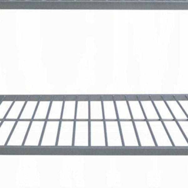 HomeRoots Gray Twin-Over-Twin Metal Bunk Bed with Safety Guardrails, Ideal for Kids’ Rooms, Space-Saving Design 285201