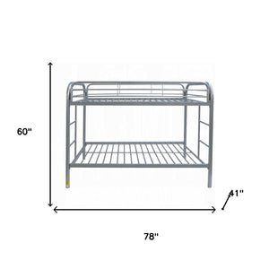 HomeRoots Gray Twin-Over-Twin Metal Bunk Bed with Safety Guardrails, Ideal for Kids’ Rooms, Space-Saving Design 285201