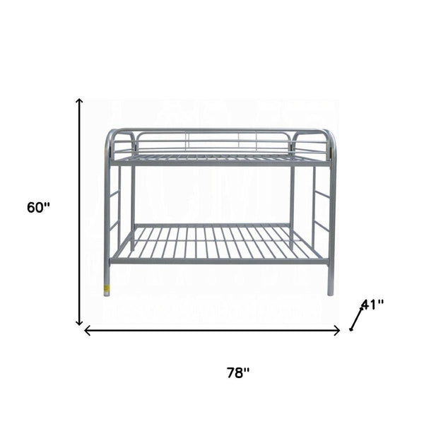 HomeRoots Gray Twin-Over-Twin Metal Bunk Bed with Safety Guardrails, Ideal for Kids’ Rooms, Space-Saving Design 285201