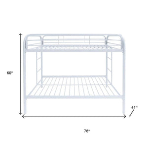 HomeRoots Black Twin Over Twin Metal Bunk Bed - Stylish Space-Saving Design with Safety Guardrails and Ladder White 285202