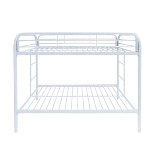HomeRoots Black Twin Over Twin Metal Bunk Bed - Stylish Space-Saving Design with Safety Guardrails and Ladder White 285202