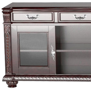 Homeroots 65" Dark Brown Solid Wood Enclosed And Open Storage Tv Stand  Solid Wood 285213