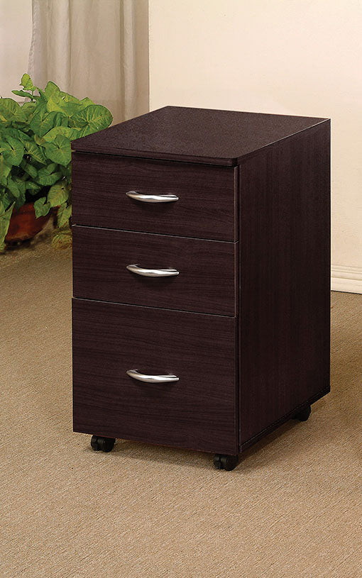 Homeroots Espresso 3 Drawer File Cabinet  Particleboard 285214