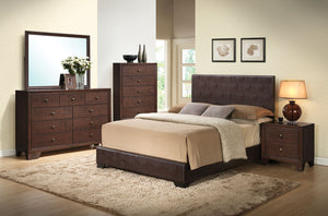Homeroots 86" X 79" X 47" Brown Pu Eastern King Panel Bed  Polyurethane Foam 285219