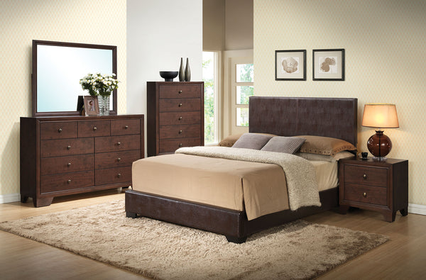 Homeroots 86" X 79" X 47" Brown Pu Eastern King Panel Bed  Polyurethane Foam 285219