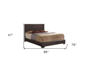 HomeRoots 86" Brown PU Eastern King Panel Bed - Contemporary Design with Plush Headboard & Sturdy Frame 285219