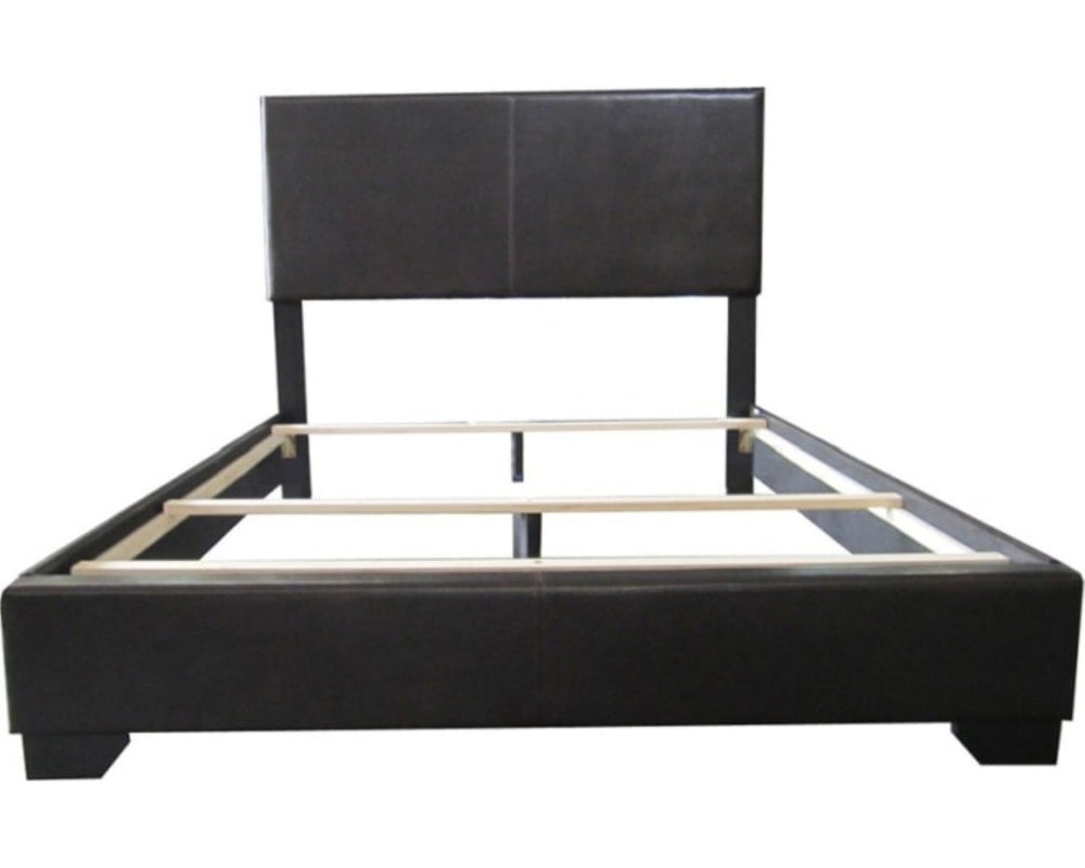 HomeRoots 82" Contemporary Black PU Panel Bed with Eucalyptus Frame, Stylish Design & Sturdy Support for Comfort 285225