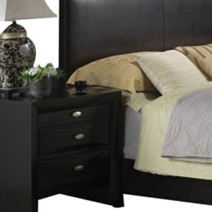 HomeRoots 82" Contemporary Black PU Panel Bed with Eucalyptus Frame, Stylish Design & Sturdy Support for Comfort 285225
