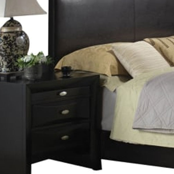 HomeRoots 82" Contemporary Black PU Panel Bed with Eucalyptus Frame, Stylish Design & Sturdy Support for Comfort 285225