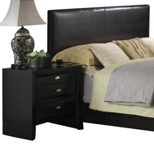 HomeRoots 82" Contemporary Black PU Panel Bed with Eucalyptus Frame, Stylish Design & Sturdy Support for Comfort 285225