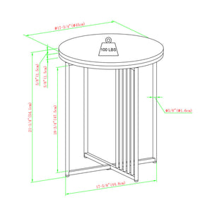 English Elm Walker Edison - Modern Metal-Slat Round Side Table Coastal Oak – Lightweight, Warp-Resistant MDF, Vertical Slat Accent, 100 lb Capacity B185P168896