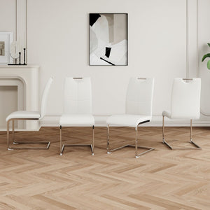 English Elm Modern Faux Leather Dining Side Chairs with Chrome Legs Ergonomic Set of 2 W210127287