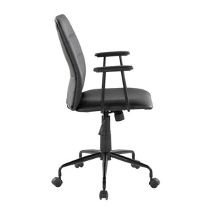 English Elm Office Chair with Faux Leather Upholstery Pneumatic Swivel Seat for Modern Workspaces Black B202P474194