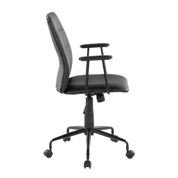 English Elm Office Chair with Faux Leather Upholstery Pneumatic Swivel Seat for Modern Workspaces Black B202P474194