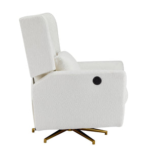 English Elm Christopher Knight Home® - Power Boucle Swivel Recliner Chair with 360° Metal Star Base, Electric Lift, Ergonomic Padded Backrest, Adjustable Footrest, Easy Assembly Beige,Gold N771P298185M