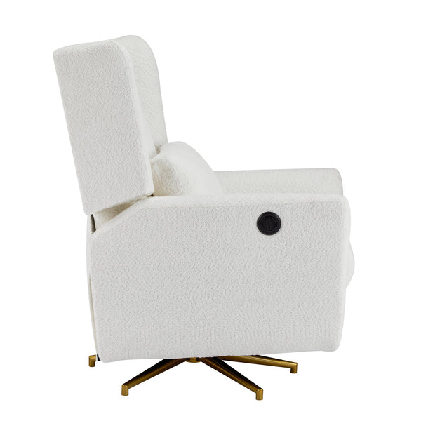 English Elm Christopher Knight Home® - Power Boucle Swivel Recliner Chair with 360° Metal Star Base, Electric Lift, Ergonomic Padded Backrest, Adjustable Footrest, Easy Assembly Beige,Gold N771P298185M