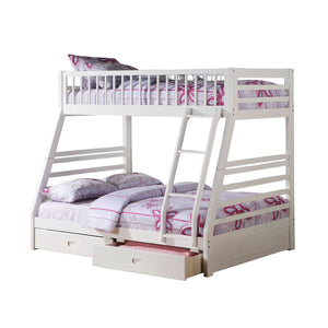 Homeroots White Full Transitional Bunk Bed  Wood 285311