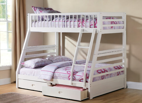 Homeroots White Full Transitional Bunk Bed  Wood 285311
