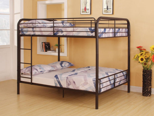 Homeroots 79" X 57" X 65" Dark Brown Metal Tube Full Over Full Bunk Bed Dark Brown Metal 285313