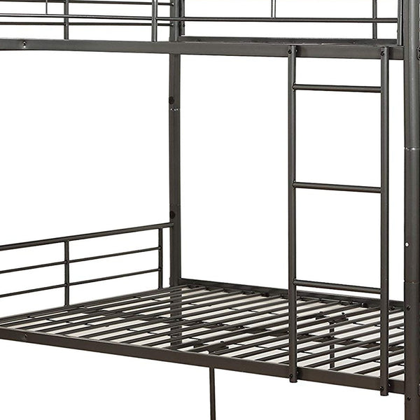 Homeroots 79" X 57" X 65" Gunmetal Metal Tube Full Over Full Bunk Bed Gunmetal Metal 285314