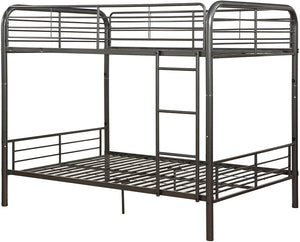 Homeroots 79" X 57" X 65" Gunmetal Metal Tube Full Over Full Bunk Bed Gunmetal Metal 285314