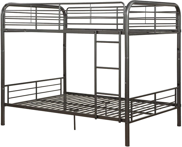 Homeroots 79" X 57" X 65" Gunmetal Metal Tube Full Over Full Bunk Bed Gunmetal Metal 285314