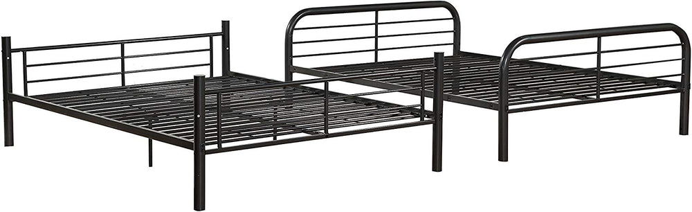 Homeroots 79" X 57" X 65" Gunmetal Metal Tube Full Over Full Bunk Bed Gunmetal Metal 285314