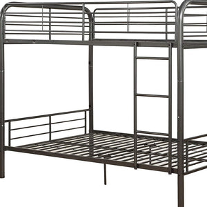 Homeroots 79" X 57" X 65" Gunmetal Metal Tube Full Over Full Bunk Bed Gunmetal Metal 285314