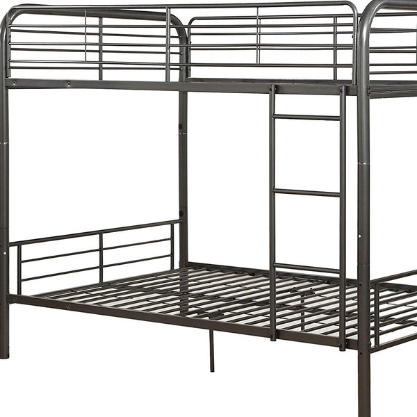Homeroots 79" X 57" X 65" Gunmetal Metal Tube Full Over Full Bunk Bed Gunmetal Metal 285314