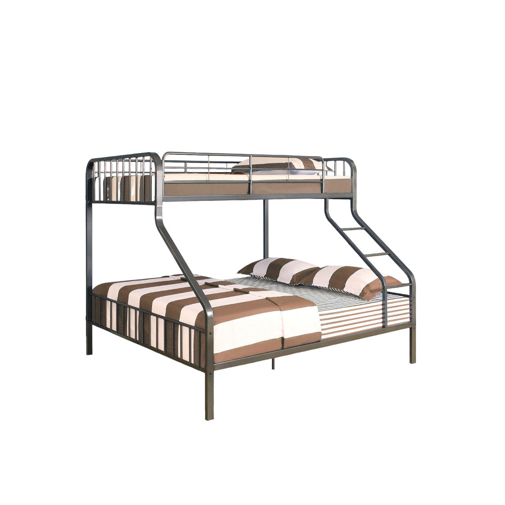 Homeroots 83" X 63" X 60" Gunmetal Twin Xl Over Queen Bunk Bed  Metal 285316
