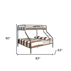 Homeroots 83" X 63" X 60" Gunmetal Twin Xl Over Queen Bunk Bed  Metal 285316