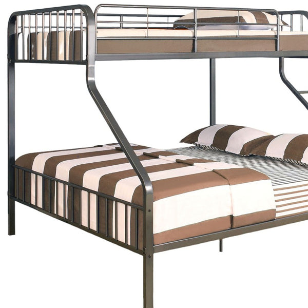 Homeroots 83" X 63" X 60" Gunmetal Twin Xl Over Queen Bunk Bed  Metal 285316