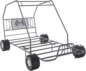 Homeroots Steel Twin Gunmetal Bed Gunmetal Metal 285318