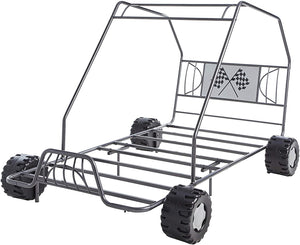 Homeroots Steel Twin Gunmetal Bed Gunmetal Metal 285318