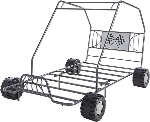 Homeroots Steel Twin Gunmetal Bed Gunmetal Metal 285318