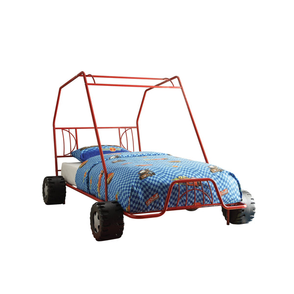 Homeroots Steel Twin Red Bed Red Metal 285319