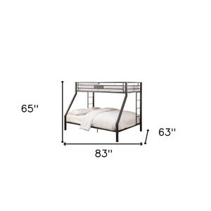 Homeroots 83" X 63" X 65" Sandy Black Metal Twin Xl Over Queen Bunk Bed  Metal 285320