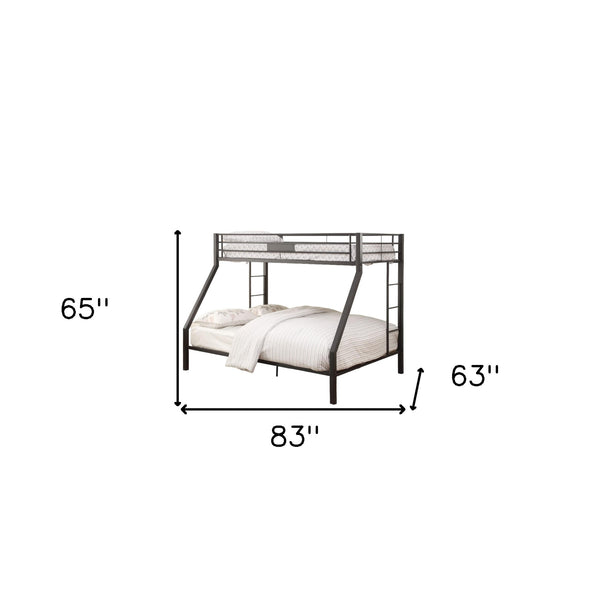 Homeroots 83" X 63" X 65" Sandy Black Metal Twin Xl Over Queen Bunk Bed  Metal 285320