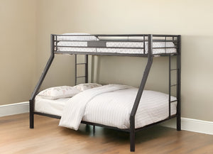 Homeroots 83" X 63" X 65" Sandy Black Metal Twin Xl Over Queen Bunk Bed  Metal 285320