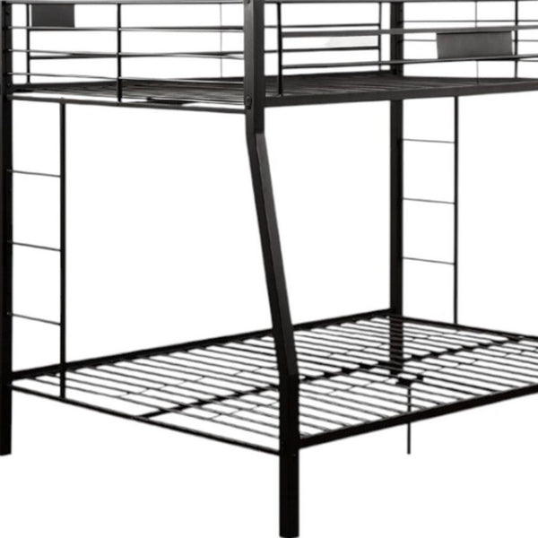 HomeRoots Twin Over Queen Bunk Bed - Modern Space-Saving Design with Sturdy Metal Frame and Safety Features Full Xl Over Queen 285321