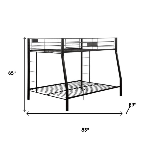 HomeRoots Twin Over Queen Bunk Bed - Modern Space-Saving Design with Sturdy Metal Frame and Safety Features Full Xl Over Queen 285321