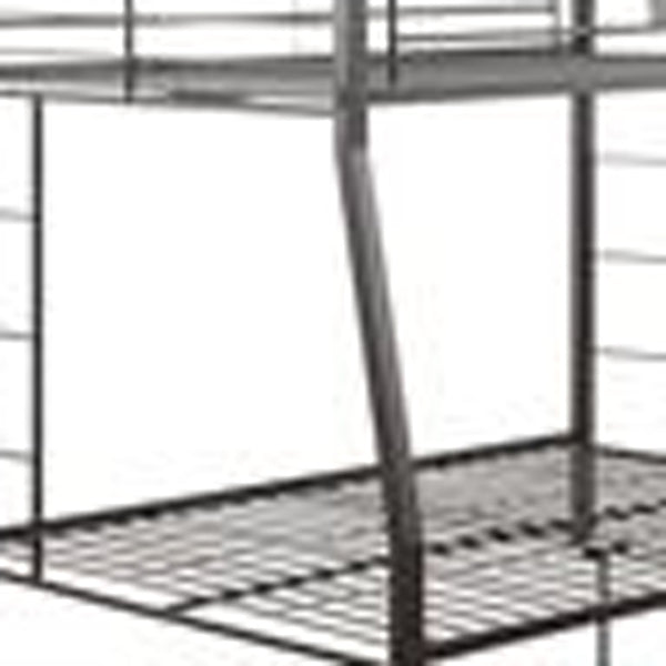 Homeroots Black Metal Finish Twin Over Full Bunk With Side Ladders  Metal 285321