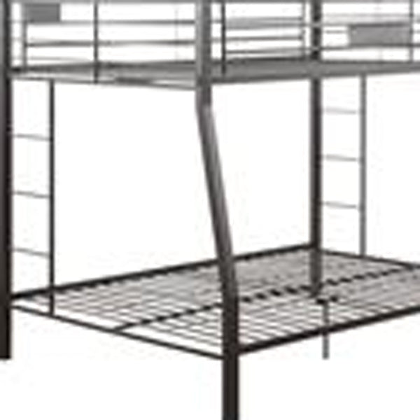 Homeroots Black Metal Finish Twin Over Full Bunk With Side Ladders  Metal 285321