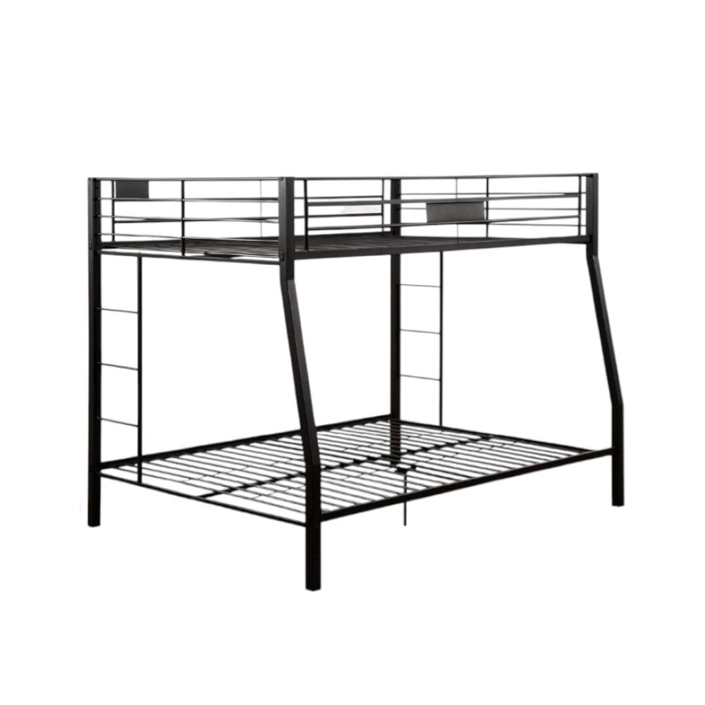 HomeRoots Twin Over Queen Bunk Bed - Modern Space-Saving Design with Sturdy Metal Frame and Safety Features Full Xl Over Queen 285321
