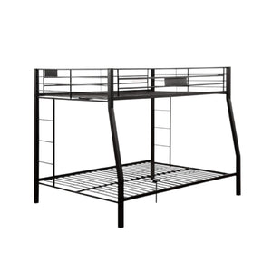 HomeRoots Twin Over Queen Bunk Bed - Modern Space-Saving Design with Sturdy Metal Frame and Safety Features Full Xl Over Queen 285321